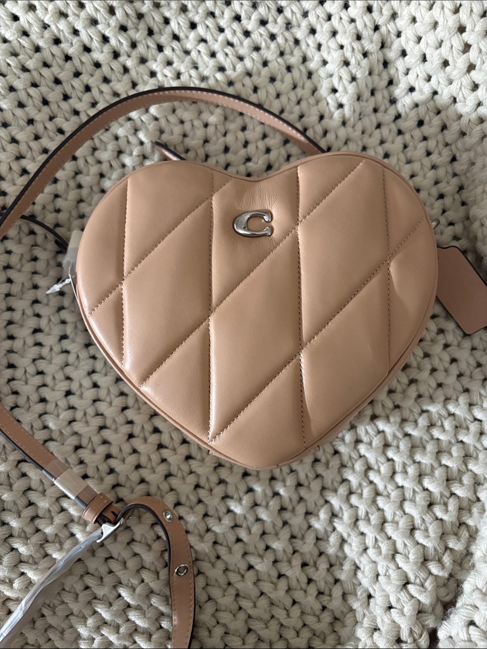 Coach Quilted Heart Crossbody Bag in Blush Tan